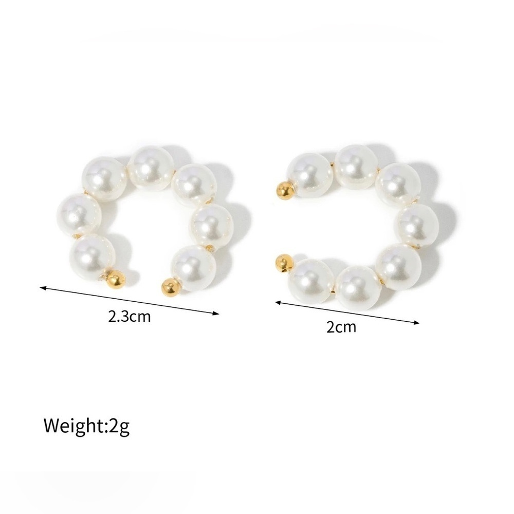 18k Gold Plated Pearl Ear *Cuff* Clip Earrings - Picture 4 of 6